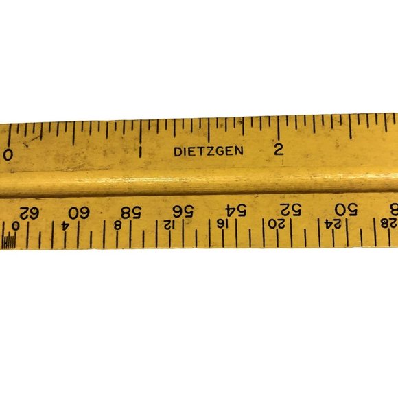 Vintage Dietzgen 3-Sided Engineer Wooden Ruler Used 31626 Architect Drafting - Picture 8 of 16
